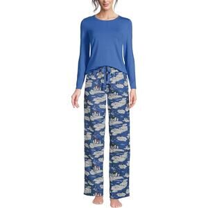Lands'  End (Small/6-8) Cobalt Blue Penguins Matching Pajama Set Winter Holiday
